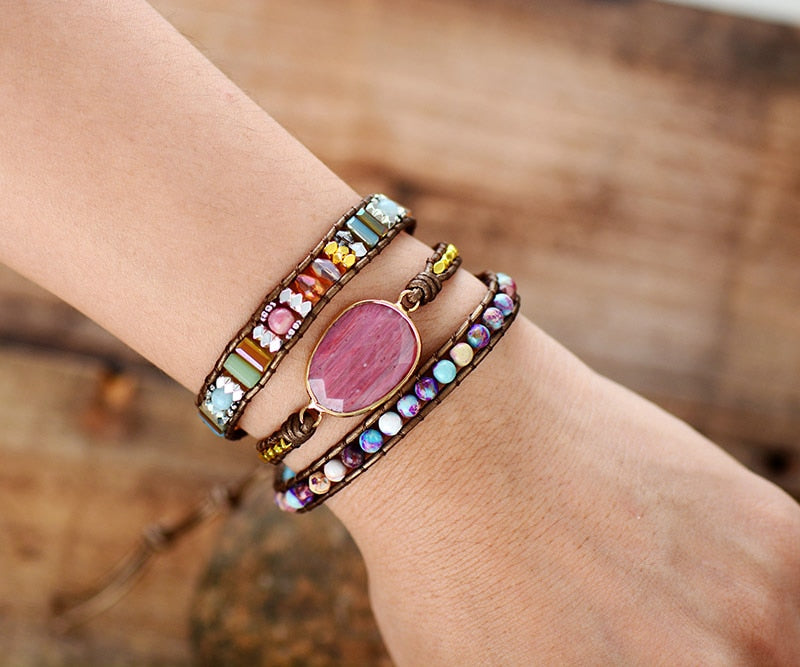 Aksamada Rhodochrosite Wrap Bracelet