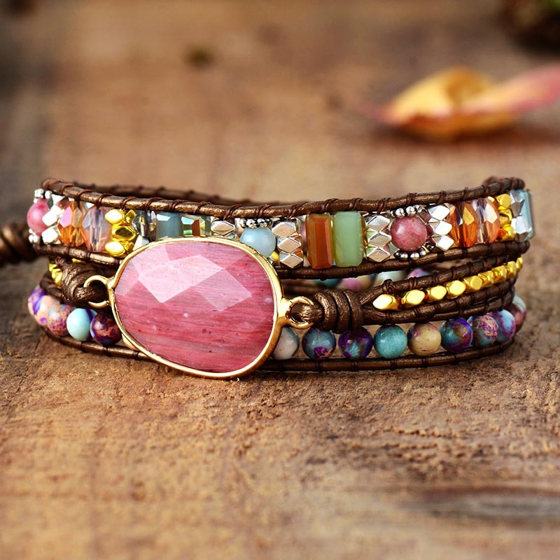 Aksamada Rhodochrosite Wrap Bracelet