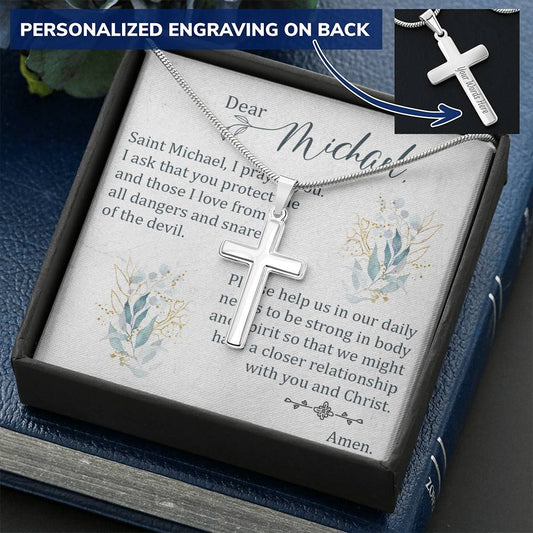 St. Michael Prayer Cross Necklace