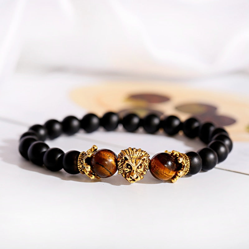 Agate and Onyx Lion Eye Bracelet