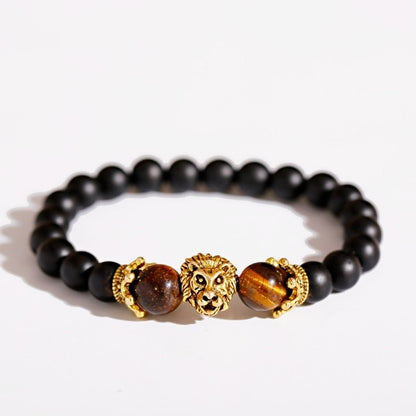 Agate and Onyx Lion Eye Bracelet